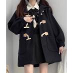 レースレディース Lace Ladies ウールライク ミドル丈 ダッフル コート （ブラック）