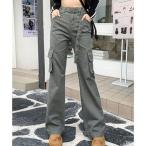  гонки женский Lace Ladies петелька ремень имеется высокий талия flair брюки-карго ( серый )