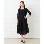 レースレディース Lace Ladies ミモレ丈総レースクラシックワンピース・ドレス （ブラック）