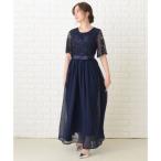  гонки женский Lace Ladies талия лента длинный вечернее платье * One-piece ( темно-синий )