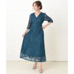  гонки женский Lace Ladies воротник аккуратный общий гонки 7 минут рукав длинный длина One-piece * платье ( голубой зеленый )