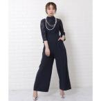 レースレディース Lace Ladies レース切替ハイウエストワイドパンツドレス （ネイビー）