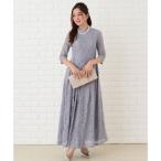 レースレディース Lace Ladies 花柄総レースハイネックマキシ丈ワンピース・ドレス （グレー）