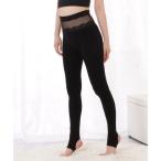 ショッピングトレンカ レースレディース Lace Ladies 毛布風裏起毛花柄ウエストタイツ （ブラック（トレンカ））