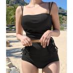  гонки женский Lace Ladies боковой gya The - высокий талия ребра танкини купальный костюм [ товары без возможности возврата ] ( черный )