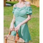  гонки женский Lace Ladies боковой гонки выше gya The - off плечо плавание One-piece [ товары без возможности возврата ]( зеленый )