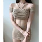  гонки женский Lace Ladies off плечо автомобиль - кольцо высокий талия Layered купальный костюм [ товары без возможности возврата ] ( бежевый )