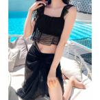  гонки женский Lace Ladies [3 позиций комплект ] парео имеется sia- flair плавание бикини комплект [ товары без возможности возврата ] ( черный )