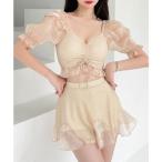  гонки женский Lace Ladies V шея sia-do King оборка бикини купальный костюм [ товары без возможности возврата ] ( бежевый )