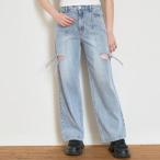 ショッピングlovetoxic ラブトキシック Lovetoxic リボンスリットライトデニム （ブルー）