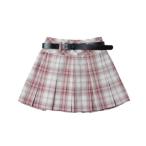 ショッピングlovetoxic ラブトキシック Lovetoxic 【イージーケア】ベルト付チェックプリーツスカート （アカ）
