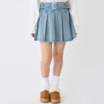 ショッピングlovetoxic ラブトキシック Lovetoxic 【LTXC】美脚見えベルト付デニムプリーツスカート （ブルー）