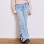 ショッピングlovetoxic ラブトキシック Lovetoxic レースアップフレアデニムパンツ （ブルー）