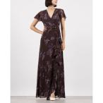 ローレン ラルフ ローレン LAUREN RALPH LAUREN ☆$295 フラワー柄シフォン素材ベルト付きフレア袖カシュクールトップマキシワンピ