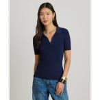 ローレン ラルフ ローレン LAUREN RALPH LAUREN リブニット ショートスリーブ ポロ セーター （410ネイビー）