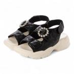 ラ ファーファ シューズ la farfa SHOES 厚底 ビジューバックル スポサン (BLK)