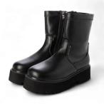 ショッピングファーファ ラ ファーファ シューズ la farfa SHOES シンプル 厚底ストレッチブーツ （BLK）