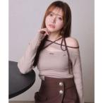 リップサービス LIP SERVICE アシメオフショルストラップニット （ベージュ）