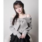 ショッピングリボン リップサービス LIP SERVICE リボンオフショルロングスリーブトップス （グレー）