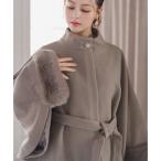 ミッシュマッシュ MISCH MASCH 2025秋冬新作 ブローチ付きポンチョコート MM548603 （MOCHA）