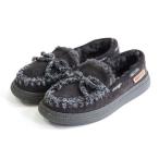ミネトンカ MINNETONKA ニットステッチボアモカシン 24m08-chr (CHARCOAL)