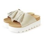 ミネトンカ MINNETONKA タッセル厚底サンダル 23m06-wh (WHITE)