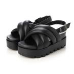 ミネトンカ MINNETONKA クロスベルト厚底サンダル 23m03-bl (BLACK)