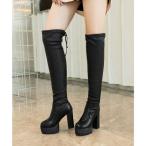 ミニミニストア miniministore ニーハイブーツ厚底 フィットロングブーツ （ブラック*レザー調）