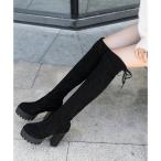 ミニミニストア miniministore ニーハイブーツ厚底 フィットロングブーツ （ブラック*スエード調）