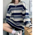 ミニミニストア miniministore ボーダー柄 スウェット 配色 トレーナー （ネイビー）