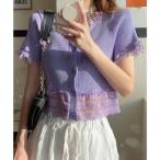 ミニミニストア miniministore フリルショートカーディガン レースニット （ラベンダー）