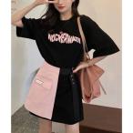 ミニミニストア miniministore ロゴTシャツワンピース 巻きミニスカート （ブラック*ピンク）
