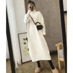 ハイネックニットワンピースゆったり秋冬服
