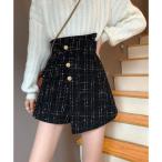 ミニミニストア miniministore ツイードショートパンツ ラップスカート風 （ブラック）