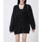 ミニミニストア miniministore シャギーニットカーディガンVネック秋冬服 （ブラック）
