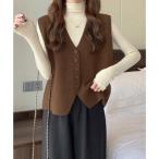 ミニミニストア miniministore ニットベスト ニットジレ 重ね着 秋冬服 （ブラウン）