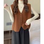 ミニミニストア miniministore ニットベスト ニットジレ 重ね着 秋冬服 （キャメル）