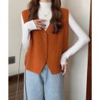 ミニミニストア miniministore ニットベスト ニットジレ 重ね着 秋冬服 （オレンジ）