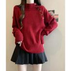 ニットトップス 体型カバー 長袖秋冬服