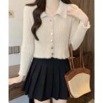 ミニミニストア miniministore シャギーカーディガンゴールドボタン韓国風 （ライトベージュ）