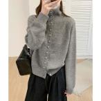 ショッピングくるみ ミニミニストア miniministore くるみボタンハイネックニットカーディガン （ライトグレー）