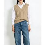 ミニミニストア miniministore ニットベスト ケーブル編み 重ね着韓国風 （ベージュ）