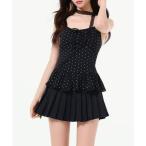 ミニミニストア miniministore ドット柄キャミソール レースタイ付き夏服 （ブラック）