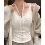 ミニミニストア miniministore カップ付きキャミソールホルターネック夏服 （ホワイト）