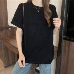 立体ロゴtシャツ 韓国チュニックロンT