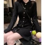 ケーブルニットワンピース ミニ きれいめ