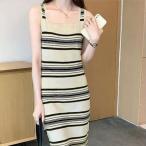 ニットワンピース ボーダー柄タンクワンピ