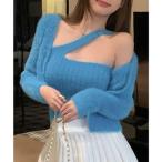 ミニミニストア miniministore モヘアアンサンブルニット レディース韓国 （ブルー）