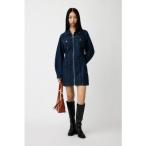 ZIP UP DENIM ミニドレス BLU
