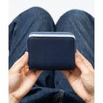 MURA ツートンカラー サフィアーノ&amp;ゴートレザー スキミング防止機能付き ラウンドファスナー 二つ折り財布 （ネイビー×ライトブルー）